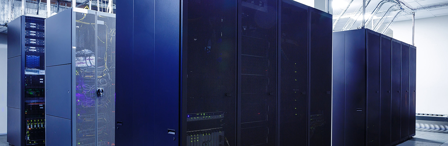 Photo of a data center UPS rack.